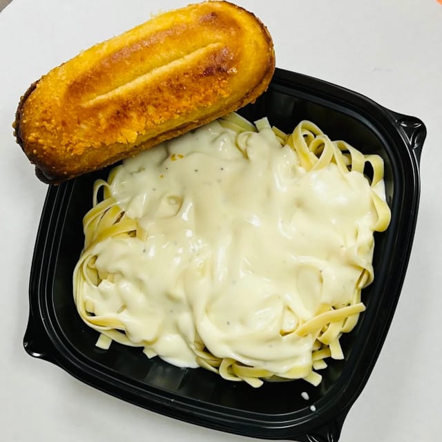Fettuccine Alfredo with Garlic Toast.
